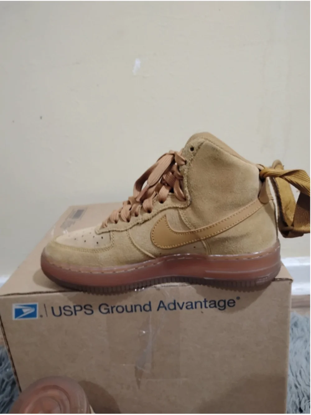 Nike Air Force 1 One High GS Youth Size 4.5 Wheat Flax Brown Suede CK0262-700